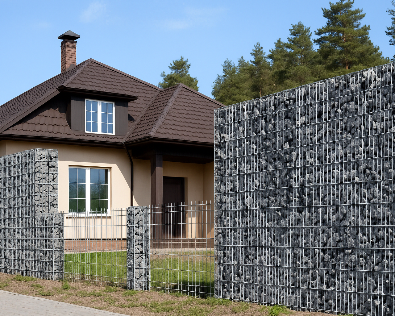 Einfamilienhaus mit Metallzaun- Harzer Montage Werkstätten