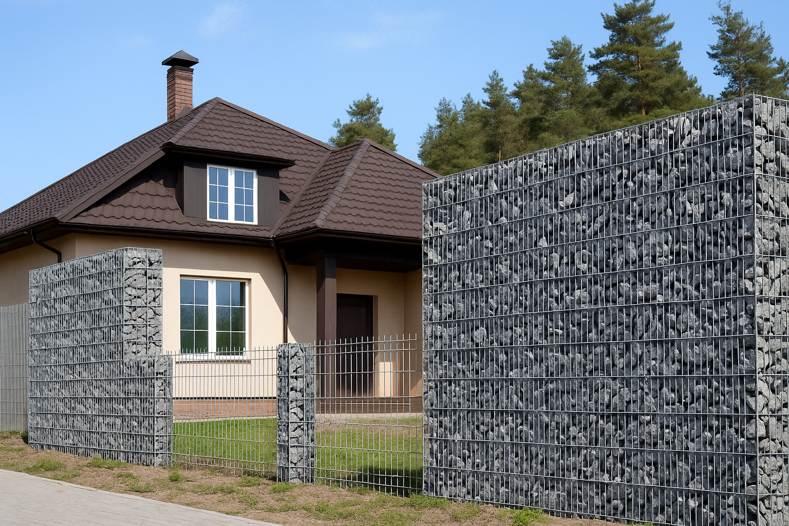 Einfamilienhaus mit Metallzaun- Harzer Montage Werkstätten